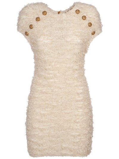 Tweed mini dress w/ buttons