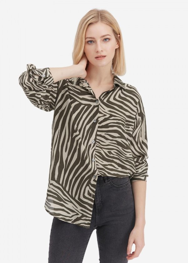 Casual Zebra Stripes Silk Shirt