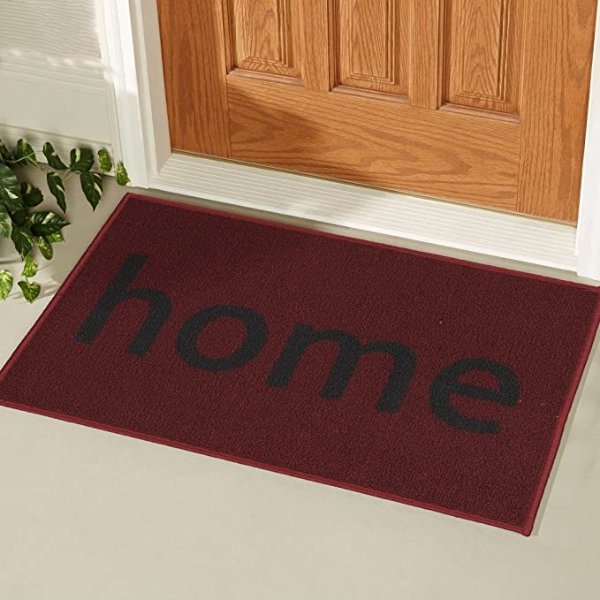 USA Rugs Collection Rectangular Welcome Doormat, 20" x 30", Red/Home