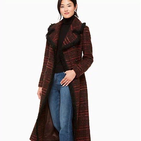 multi tweed fringe coat