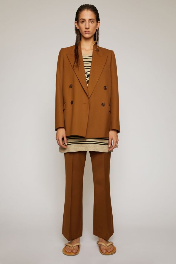 Double-breasted suit jacket Cognac brown