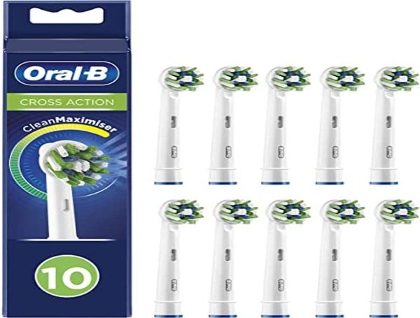 欧乐B CrossAction 替换牙刷头,采用 CleanMaximiser 技术,10 支装,邮箱尺寸包装