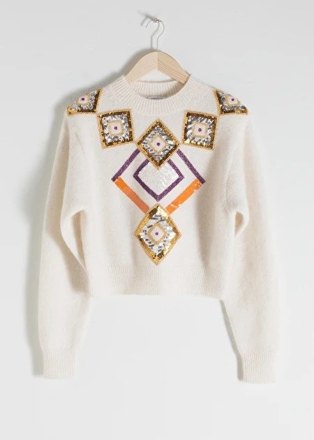 Embellished Cropped Sweater