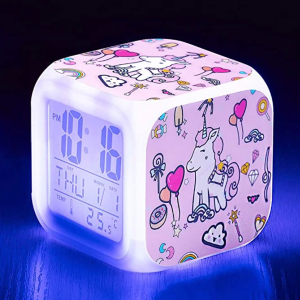 Qaxlry Unicorn Alarm Clocks,7-in-1 Night Light Kids Alarm Clocks
