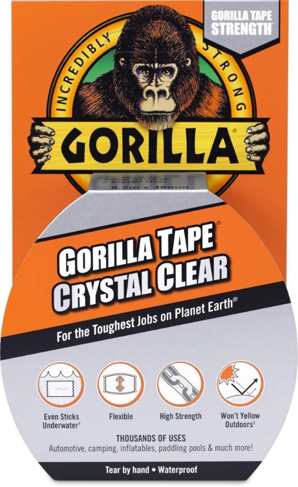 Crystal Clear Duct Tape, 1.88” x 9 yd, Clear, (Pack of 1)