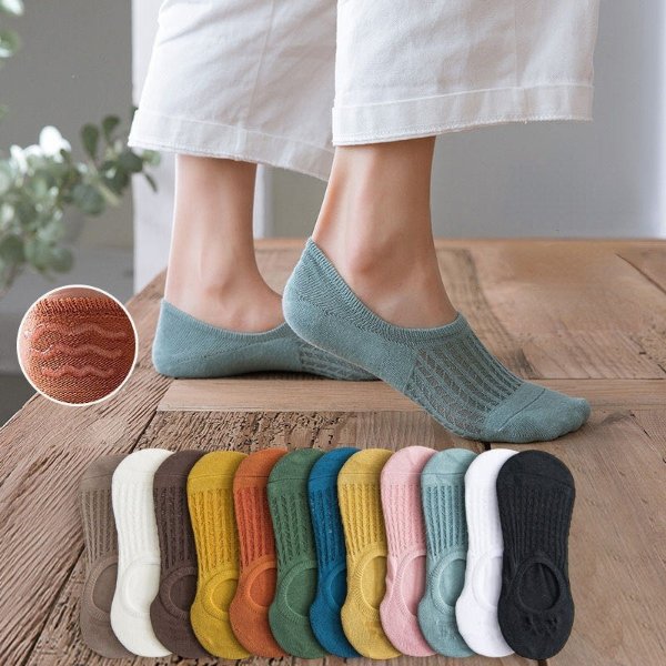 4.98US $ 30% OFF|5 pairs Women Invisible Boat Socks Summer Mujer Silicone Non slip Chaussette Ankle Low Female Cotton Show Breathable Calcetines| | - AliExpress