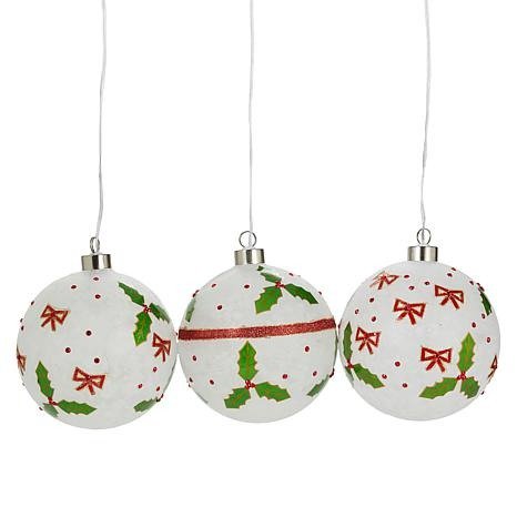 Oversized LED Ornaments with Timer - Set of 3