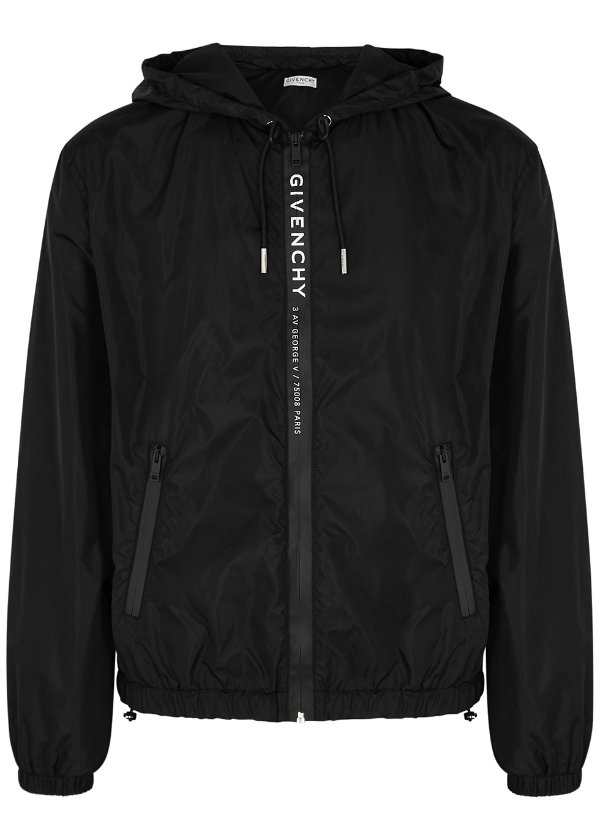 Black logo-print shell jacket