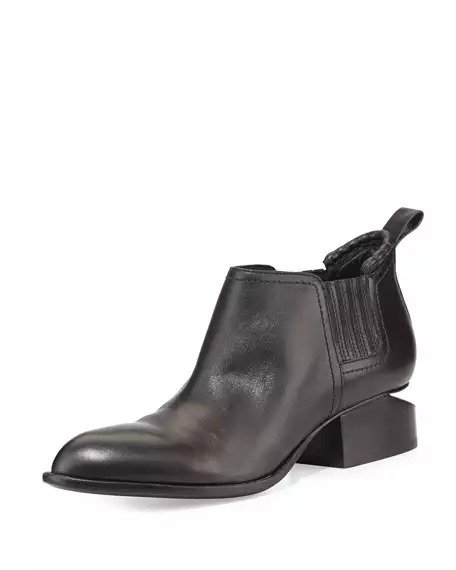 Kori Leather Tilt-Heel Boots, Black