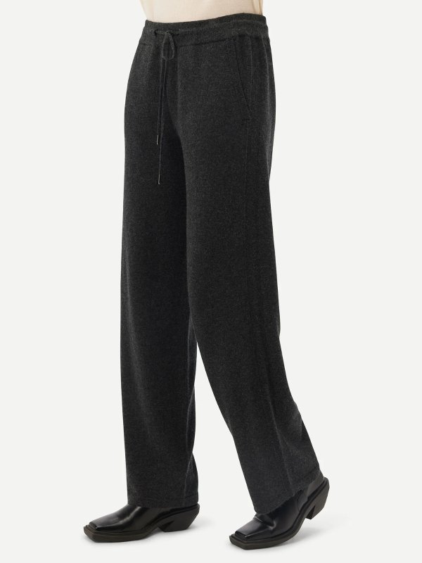 Women's Cashmere Straight Leg Jogger With Contrast Side Grey - Gobi Cashmere