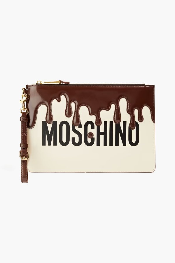 Printed smooth and patent-leather pouch