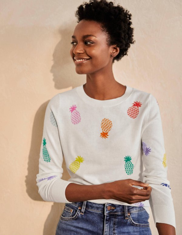 Banbury Cotton Sweater - Ivory Pineapples | Boden US