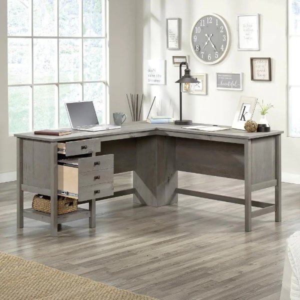 Cottage Road 65.118 in. Mystic Oak Engineered Wood L-Shaped Desk