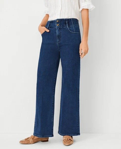 Tall Sculpting Pocket High Rise Corset Trouser Jeans in Bright Rinse Wash | Ann Taylor