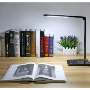 LE® Dimmable LED Desk Lamp, 7 Dimming Levels, Eye-care, 8W, Touch Sensitive, Daylight White, Folding Desk Lamps, Reading Lamps, Bedroom Lamps (Black)