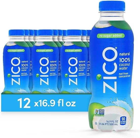 Natural 100% Coconut Water Drink, No Sugar Added Gluten Free, 16.9 fl oz, 12 Pack