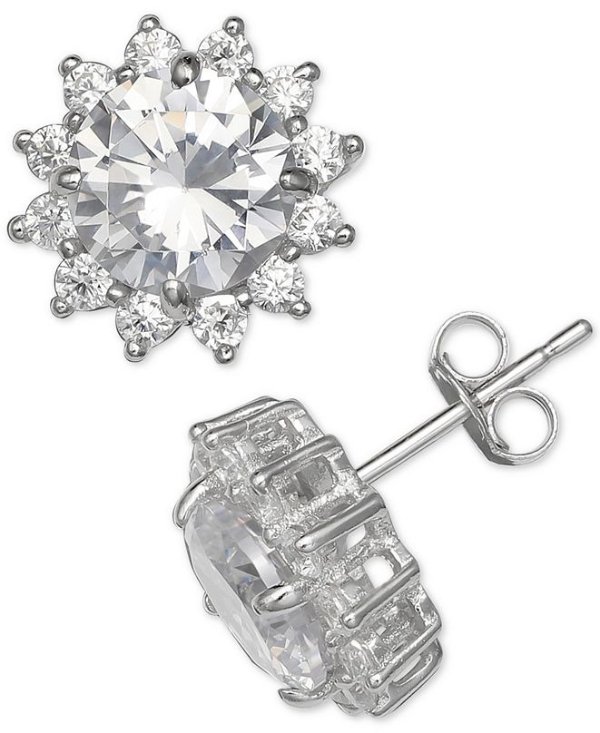 Cubic Zirconia Starburst Stud Earrings in Sterling Silver, Created for Macy's