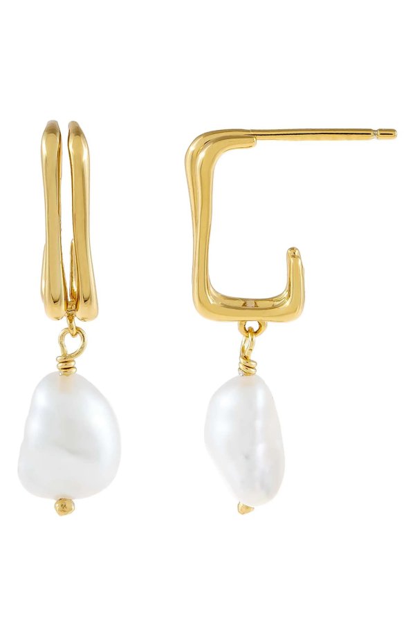 Imitation Pearl Double Hoop Earrings