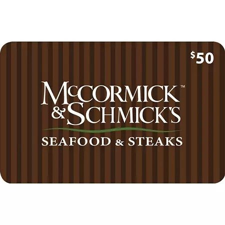 McCormick & Schmick's 餐厅$50 礼卡 2张 (总值$100)