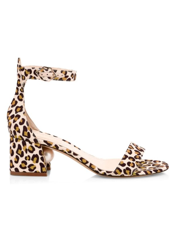 - Miri Faux Pearl Leopard-Print Sandals