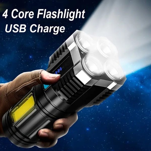 Multi Function Led Display Flashlight 4 Mode Brightness Adjustment For Outdoor Emergency Use - Sports & Outdoors - Temu