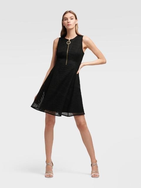 Mesh Fit-And-Flare Dress