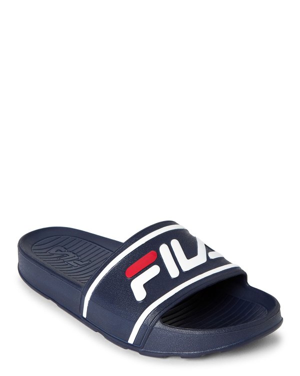 Navy & White Sleek Slide Sandals