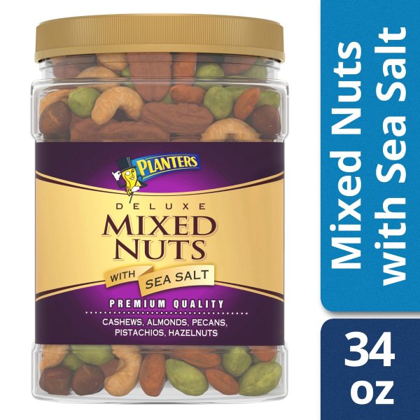 Deluxe Mixed Nuts with Sea Salt, 34.0 oz Jar