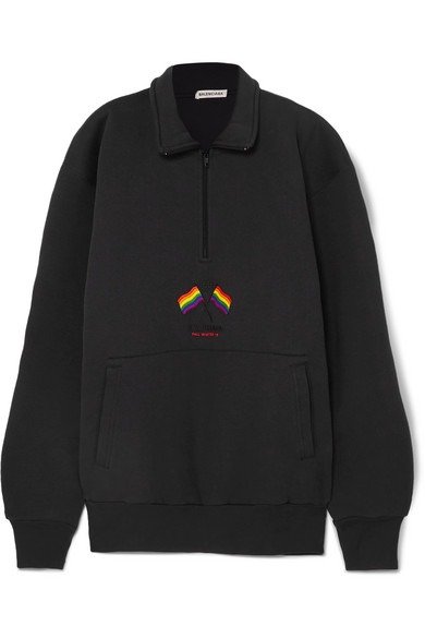 Oversized embroidered cotton-blend jersey sweatshirt