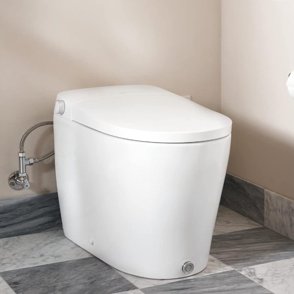 ET900 2-Series Tankless Bidet One Piece Elongated Bidet Toilet with Remote, Auto Flush, and Warm Air Dryer, and Temperature Control, White