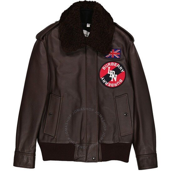 Ladies Dark Brown Shandwick Detchable Shearling Collar Flight Jacket With Warmer