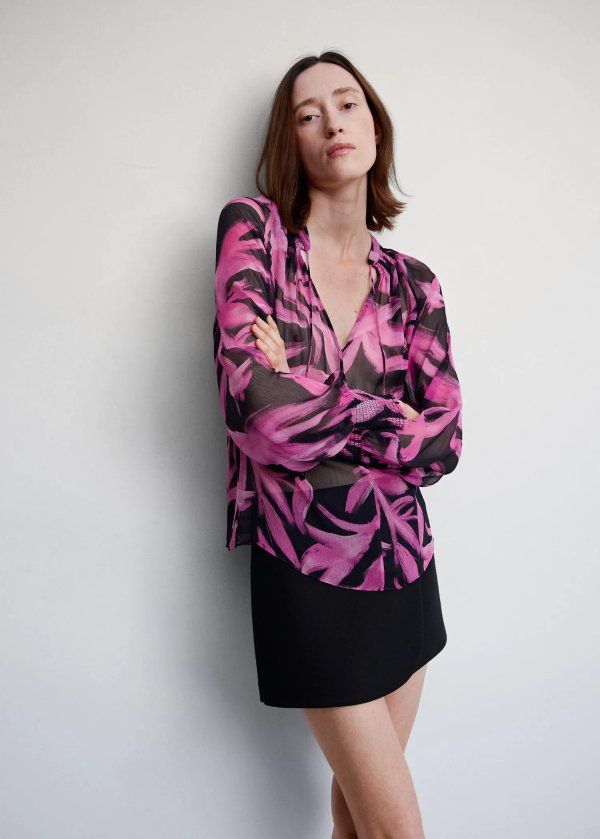 Printed chiffon blouse - Women | Mango USA