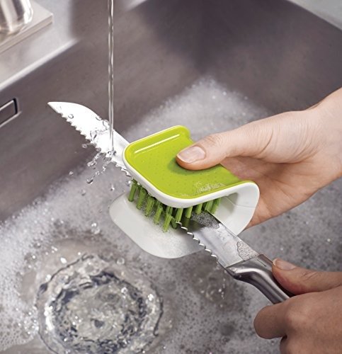 85105 BladeBrush Knife and Cutlery Cleaner Brush Bristle Scrub Kitchen Washing Non-Slip, One Size, Green