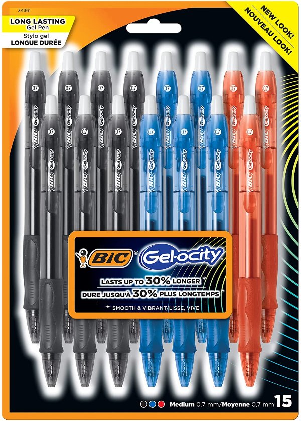 Gel-ocity 3色速干伸缩彩色油性笔 0.7mm 15支