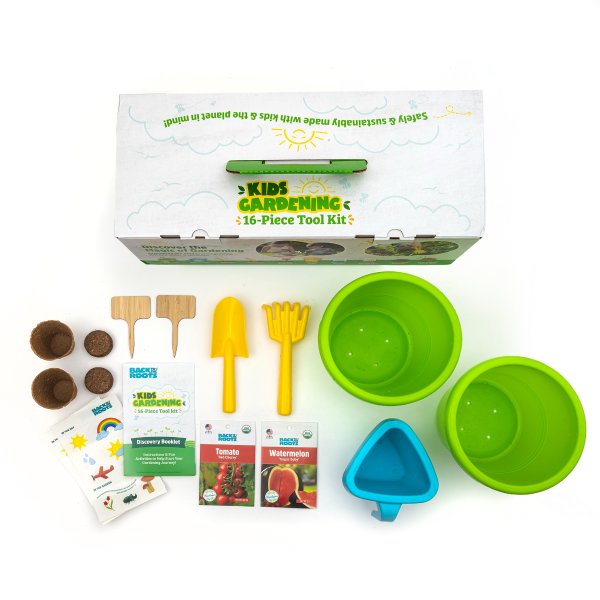 Kids' Gardening Tool Kit with Organic Seeds, 16 Piece Set