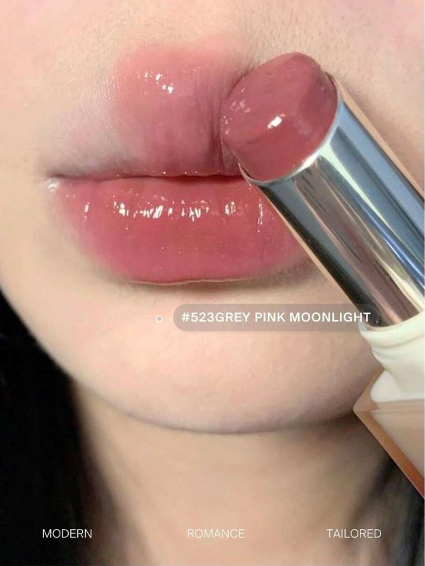 JOOCYEE Glazed Rouge 523 Grey Pink Moonlight Hydrating Lip Care Moisturizing Plumping Long Lasting Transfer-Proof Lipstick