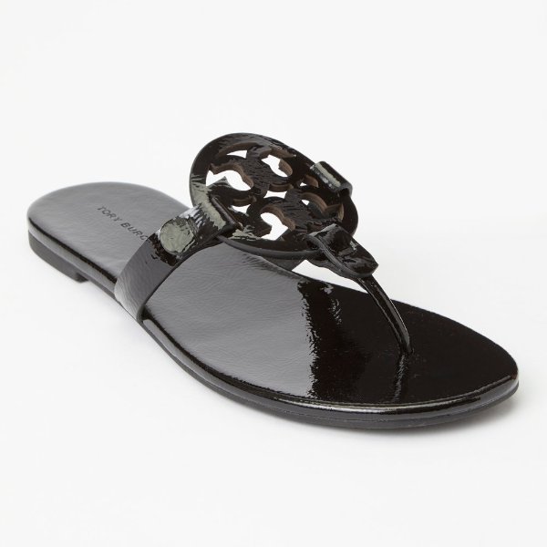  Tory Burch Women's Kira Flip Flops, Perfect Black/Gold, 5  Medium US