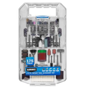 HART 175-Piece Rotary Tool Accessory Set with Protective Storage Case