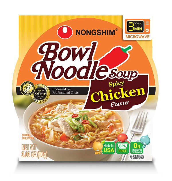 Bowl Noodle Soup, Spicy Chicken, 3.03 Ounce (Pack of 4)