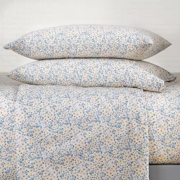 Cotton Percale Colorful Ditsy Floral 4-Piece Full Sheet Set