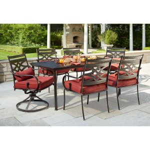 Hampton Bay Middletown 7-Piece Patio Dining Set with Chili Cushions