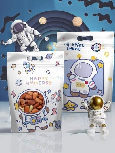 10pcs Spaceman Print Packaging Bag