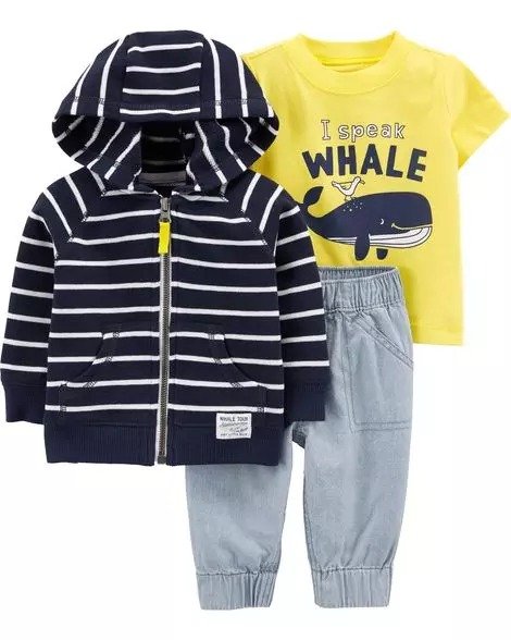 3-Piece Whale Little Jacket Set