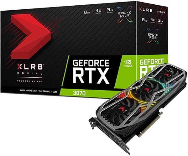 PNY GeForce RTX™ 3070 8GB XLR8 Gaming Revel Epic-X RGB™ Triple Fan Graphics Card LHR
