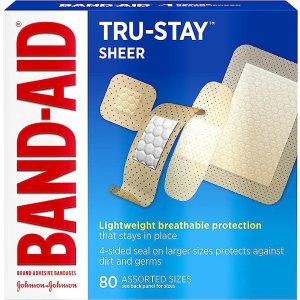 Band Aid-Aid Brand Tru-Stay Sheer Strips Adhesiveages for First Aid and Wound Care, All One Size, 80 ct
