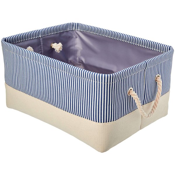 Fabric Storage Basket Container with Rope Handles, Medium
