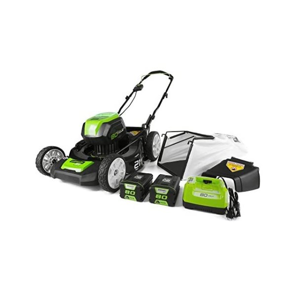 PRO 21-Inch 80V Cordless Lawn Mower, Two 2.0 AH Batteries Included GLM801601