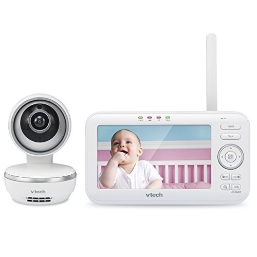 VM5261 5” Digital Video Baby Monitor with Pan & Tilt Camera, Wide-Angle Lens and Standard Lens, White