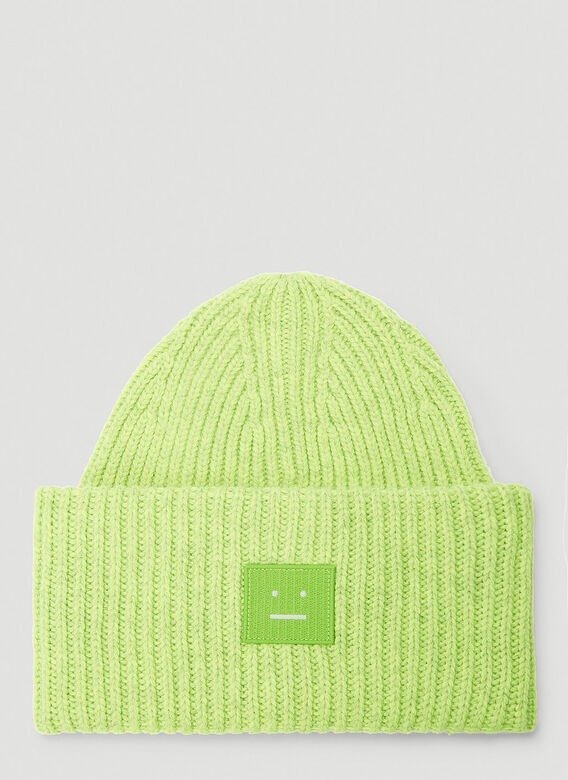 Pansy N Face Beanie Hat in Green