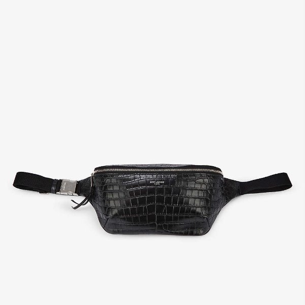 Marsupio croc-embossed leather belt bag
